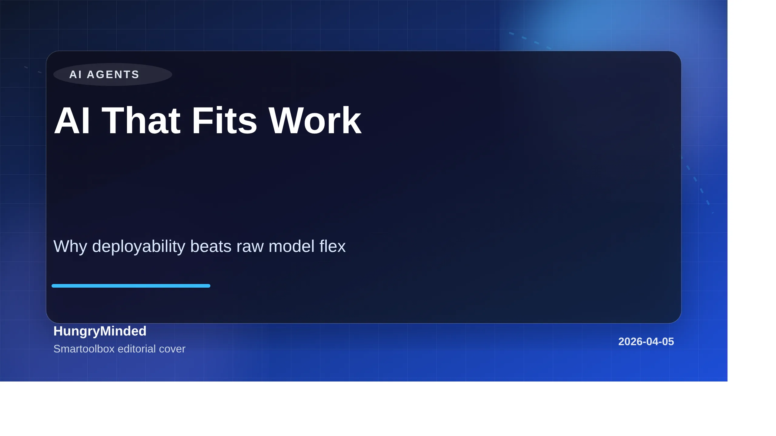 Branded Smartoolbox cover reading AI That Fits Work with the subtitle Why deployability beats raw model flex