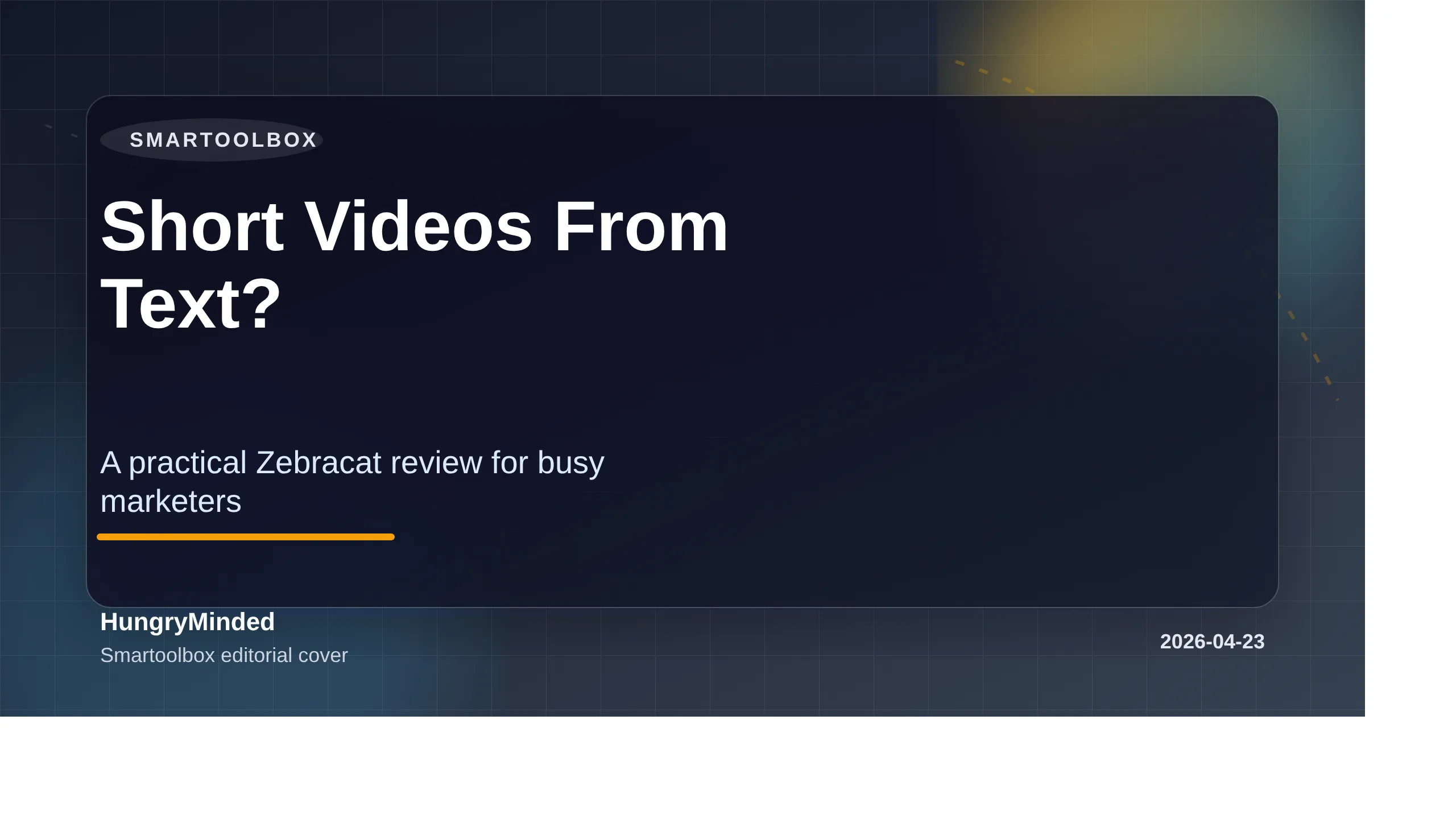 Branded cover for Zebracat review about turning blog posts into short videos