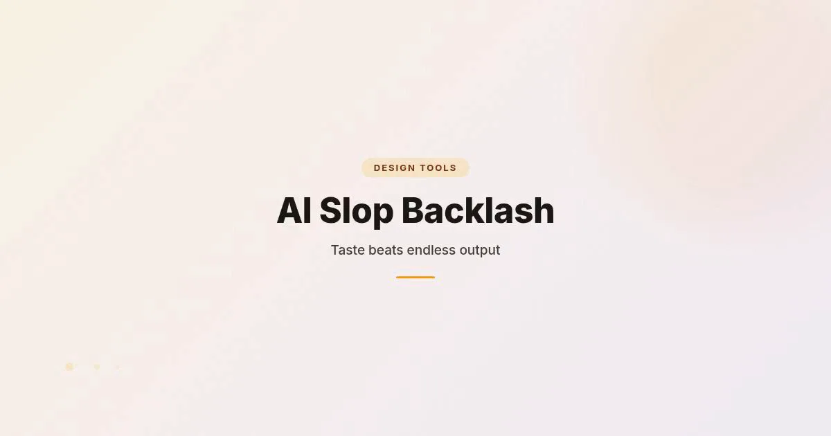 Branded HungryMinded cover reading AI Slop Backlash for an article about creative AI trust and taste.