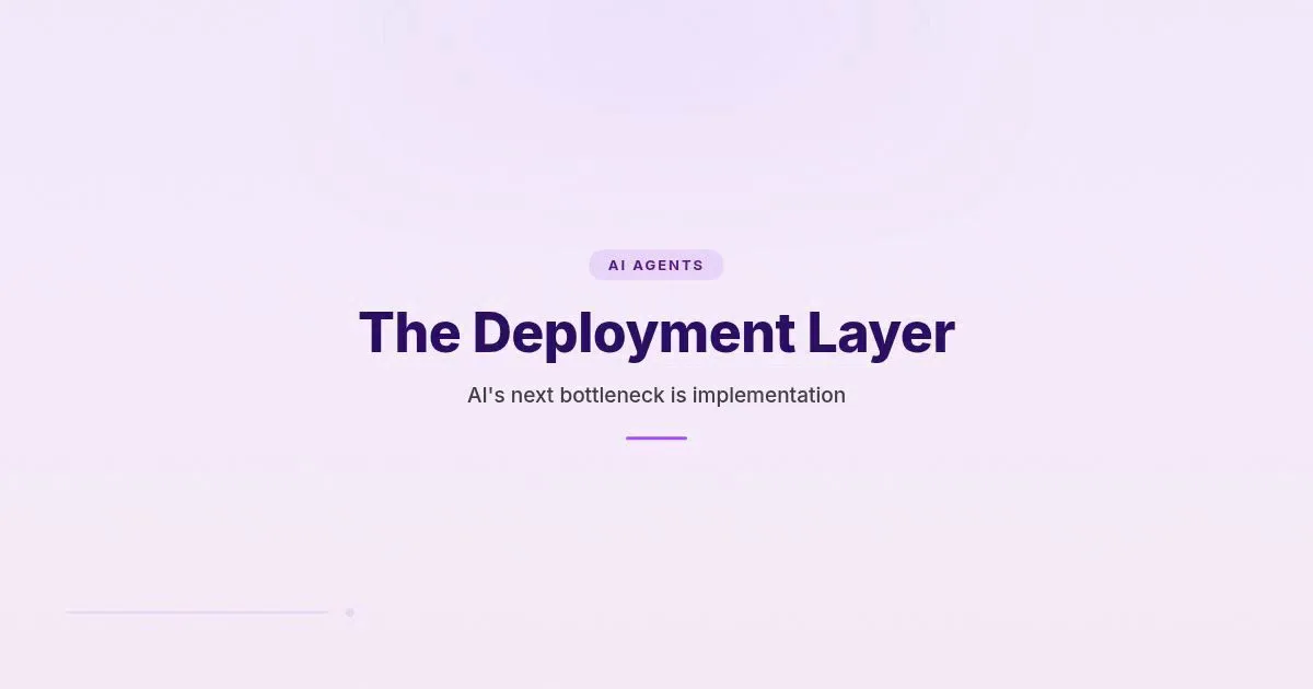 Branded HungryMinded cover reading The Deployment Layer with an abstract AI workflow grid.