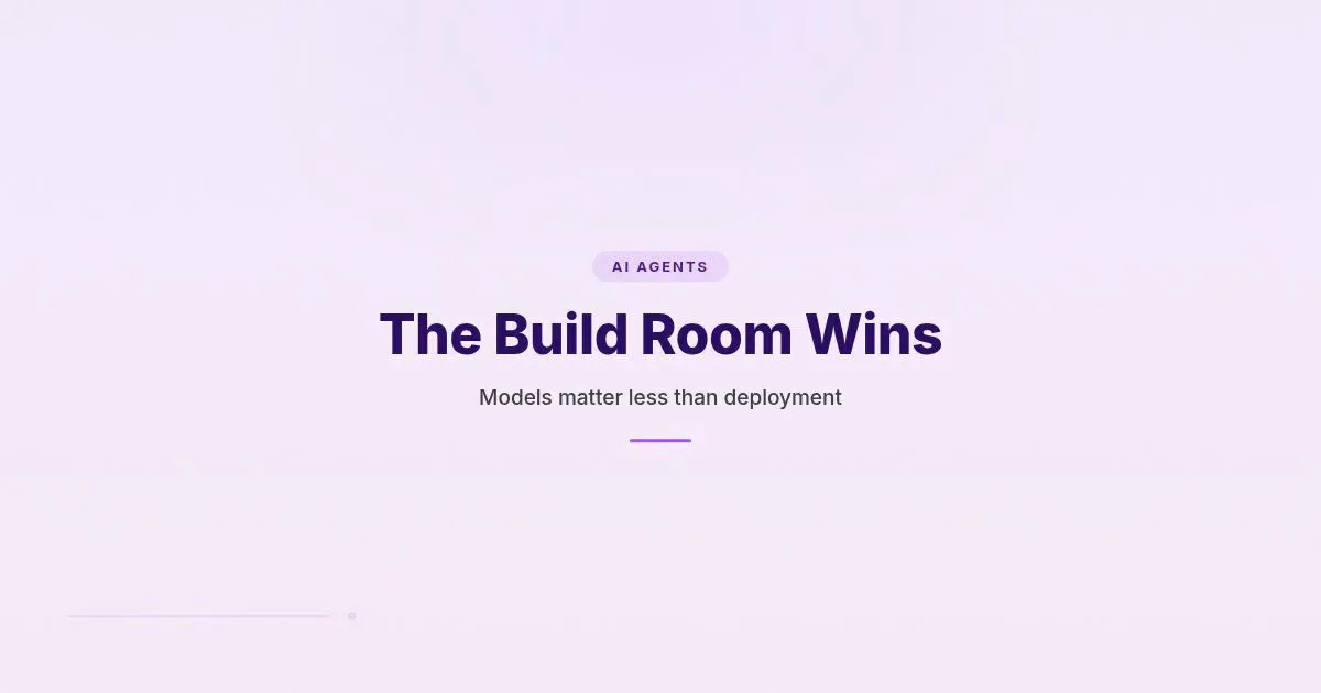 Branded HungryMinded cover reading The Build Room Wins with a subtitle about models mattering less than deployment.