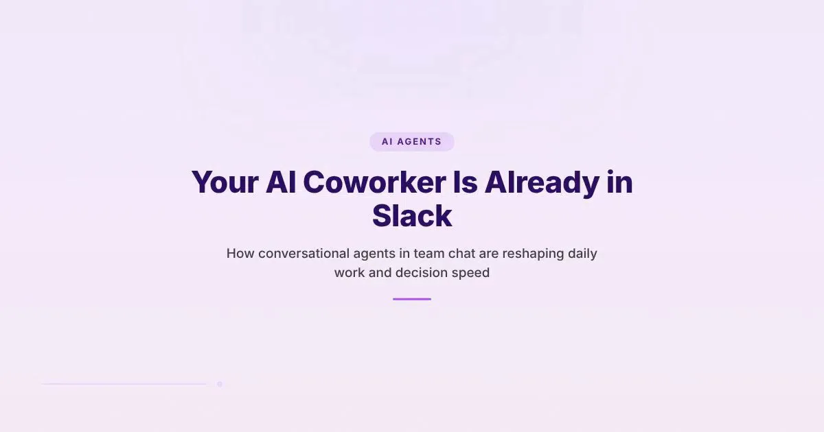 Illustration of a Slack chat window with a robot coworker handing over a task list.