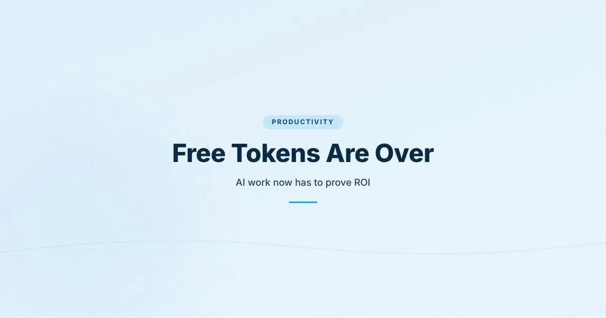 Branded HungryMinded cover saying Free Tokens Are Over with an AI budget and ROI theme.