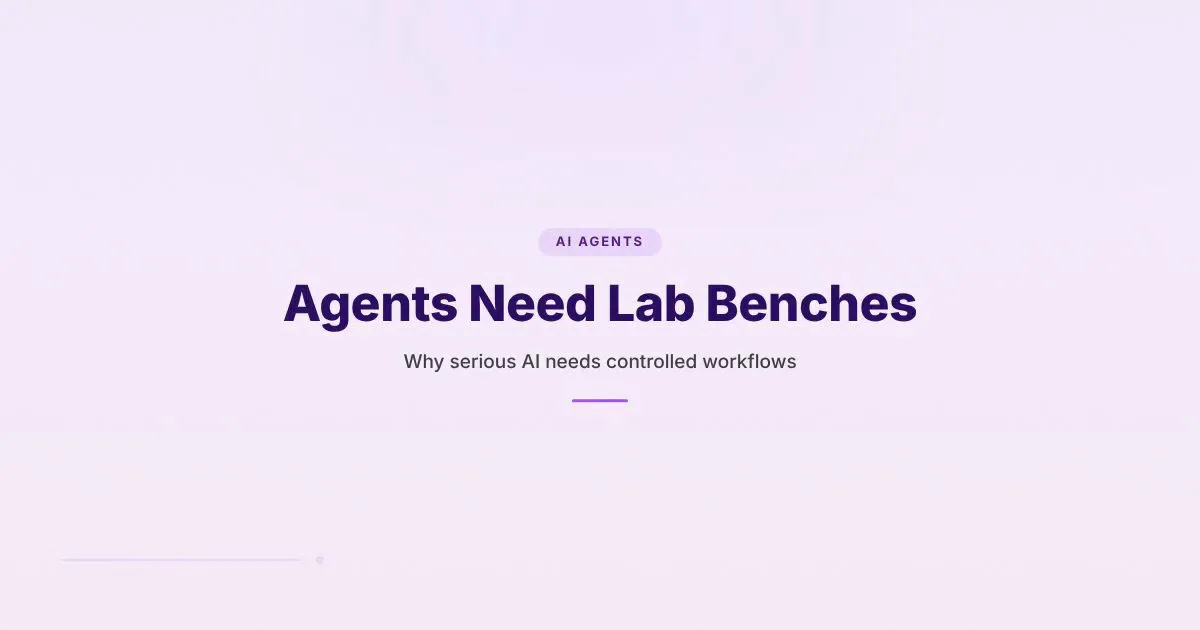 Branded HungryMinded cover reading Agents Need Lab Benches for an article about controlled AI research workflows.