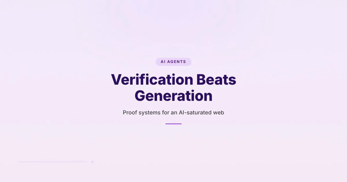 Branded HungryMinded cover reading Verification Beats Generation with an AI Agents category label.