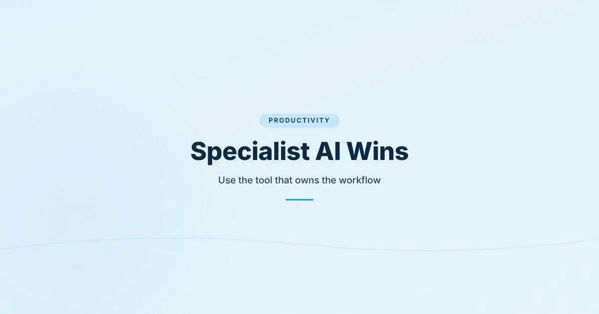 Branded HungryMinded cover reading Specialist AI Wins with abstract workflow panels.
