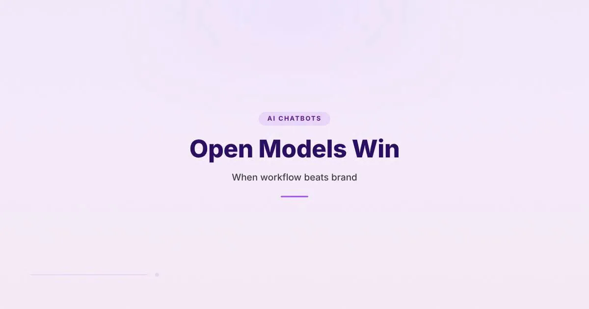 Branded HungryMinded cover reading Open Models Win with a compact subtitle about workflow beating brand.