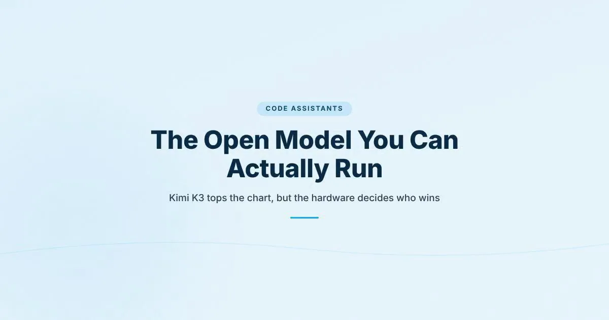 Branded HungryMinded cover reading The Open Model You Can Actually Run, with a subtitle about hardware deciding who wins when Kimi K3 tops the chart.