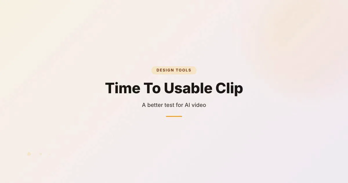 Branded HungryMinded cover reading Time To Usable Clip for an article about better AI video benchmarks.