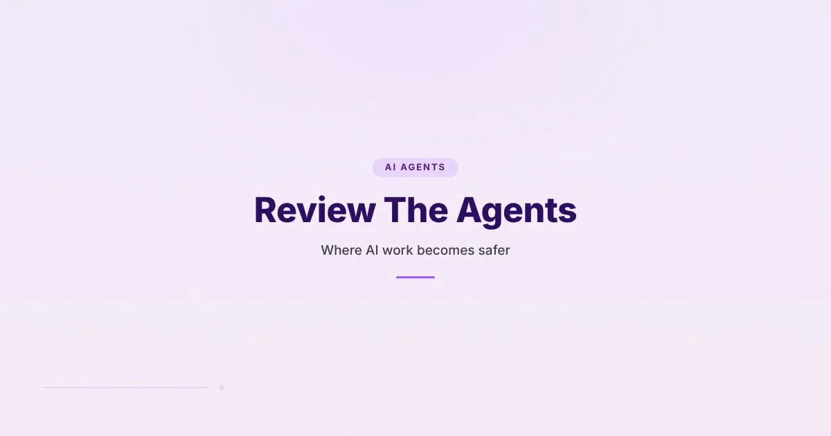 Branded HungryMinded cover reading Review The Agents for an article about safer AI agent review layers.